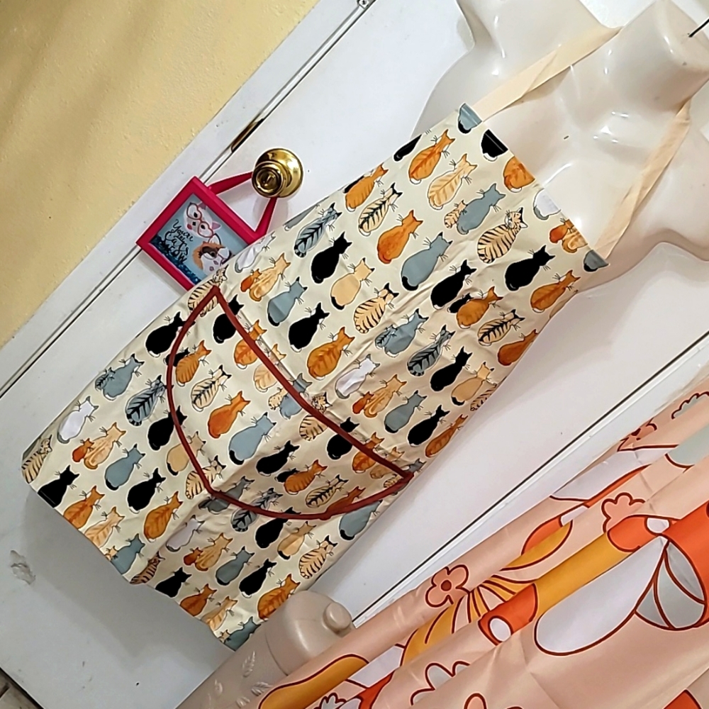 Cooking Apron cat print multicolored kitties nwot pocket cotton